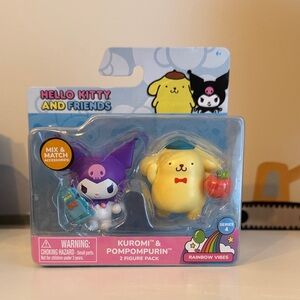 Hello Kitty Kuromi & Pompompurin Figure Set - Purple and Yellow